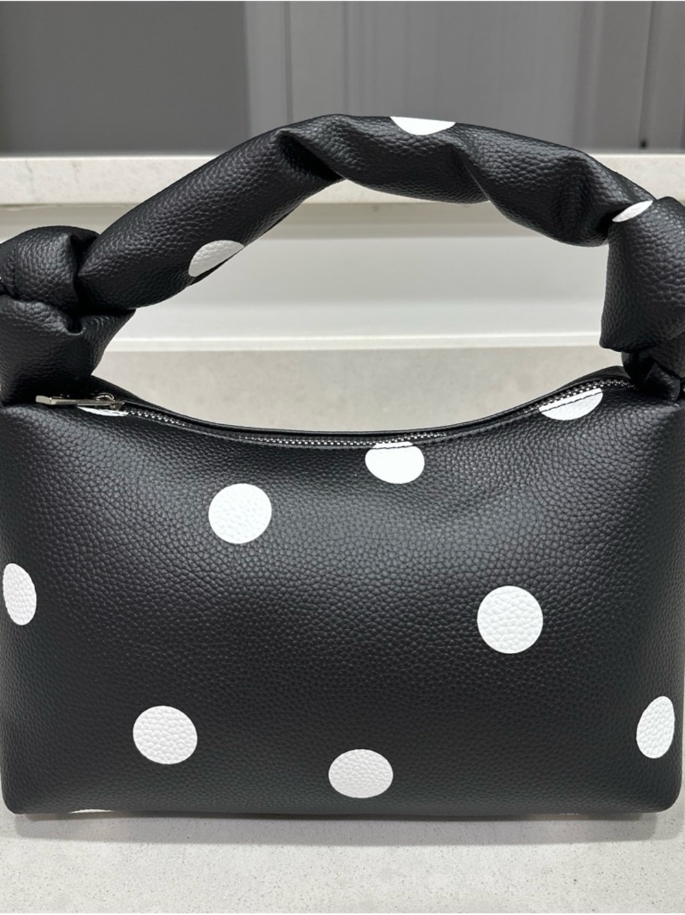 Y2K dead stock Black and White Polka Dot Top-Handle Women's Bag